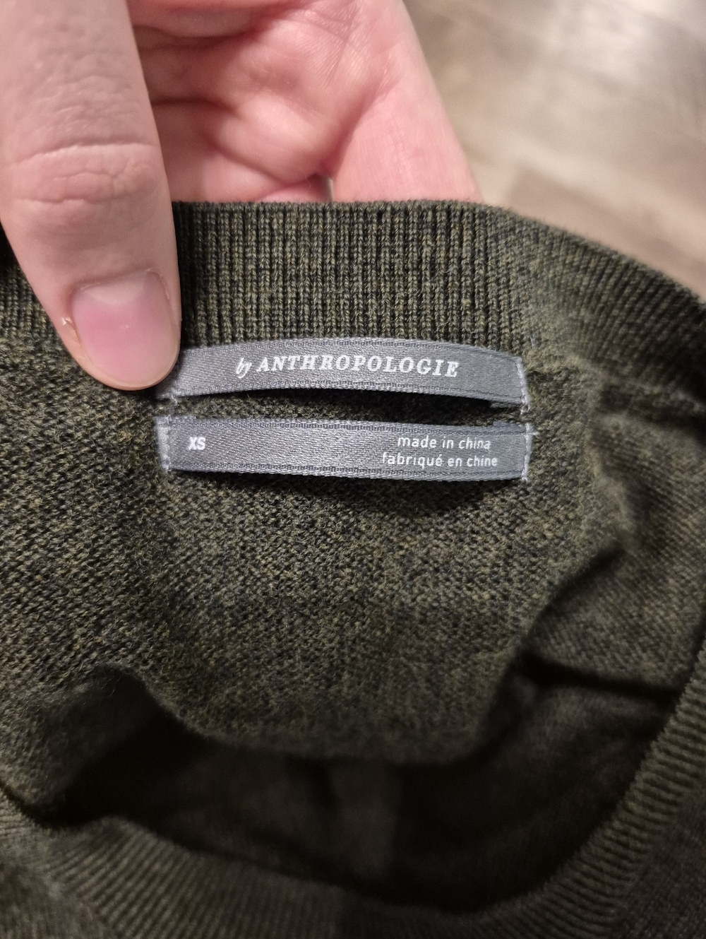 Anthropologie Women's Olive Quiet Luxury Modern Merino Wool Sweater Size XS-M - Picture 5 of 6